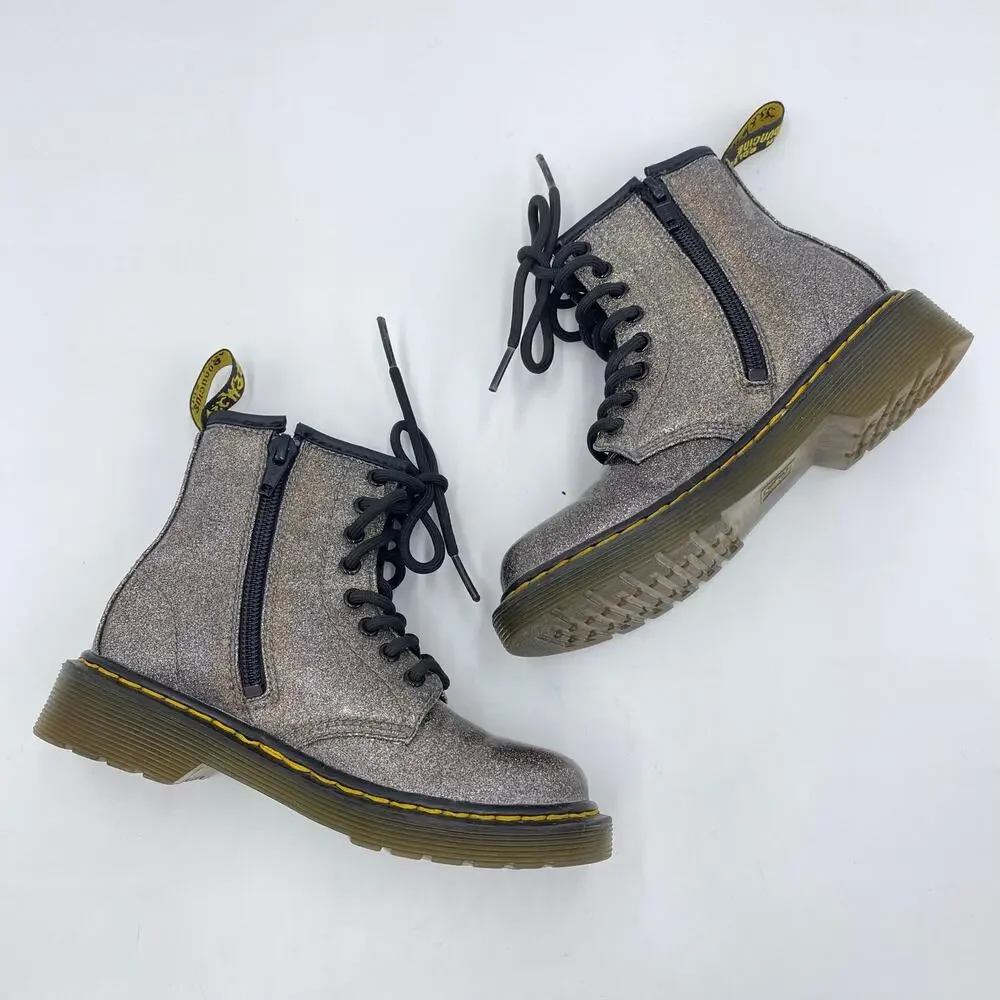 Dr. Martens Girl's 1460 Gray Glitter J Combat Boots Size 12